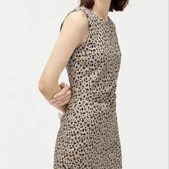 J. Crew NWT Petite Sleeveless Leopard Print Belted Sheath Size 0P - Picture 1 of 5